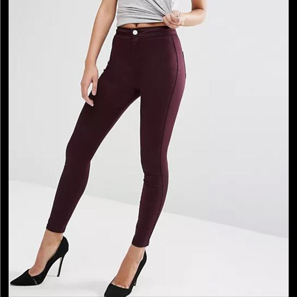 Topshop Denim - Topshop Leigh High Waisted Purple Skinny Jeans Stretchy Dark Wash Sz 26